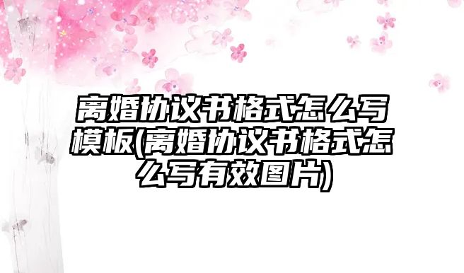 離婚協議書格式怎么寫模板(離婚協議書格式怎么寫有效圖片)