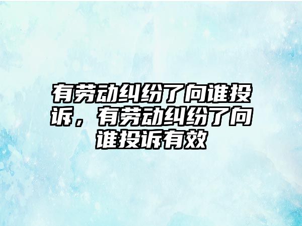 有勞動糾紛了向誰投訴，有勞動糾紛了向誰投訴有效