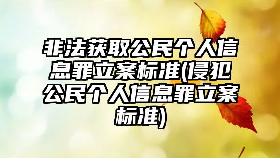 非法獲取公民個人信息罪立案標準(侵犯公民個人信息罪立案標準)