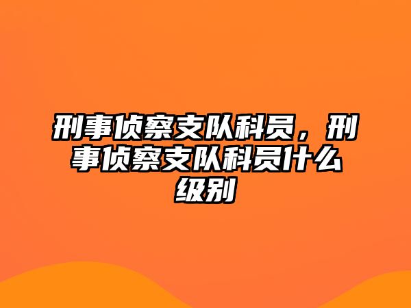 刑事偵察支隊科員，刑事偵察支隊科員什么級別