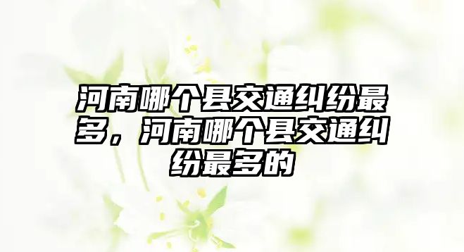 河南哪個縣交通糾紛最多，河南哪個縣交通糾紛最多的