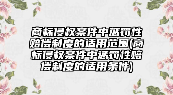 商標侵權案件中懲罰性賠償制度的適用范圍(商標侵權案件中懲罰性賠償制度的適用條件)