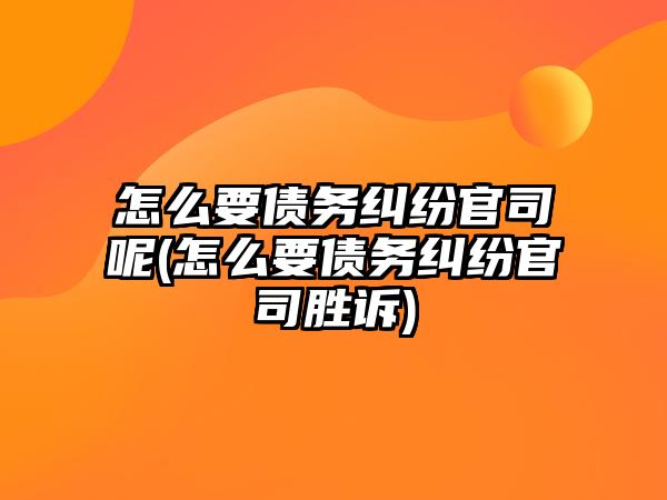 怎么要債務(wù)糾紛官司呢(怎么要債務(wù)糾紛官司勝訴)