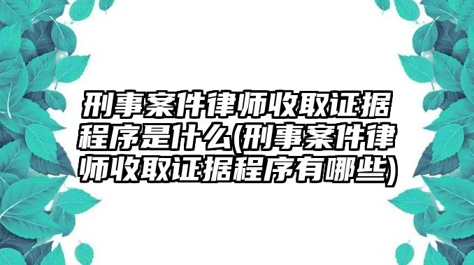 刑事案件律師收取證據程序是什么(刑事案件律師收取證據程序有哪些)