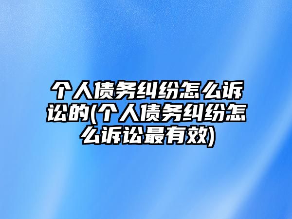 個人債務(wù)糾紛怎么訴訟的(個人債務(wù)糾紛怎么訴訟最有效)