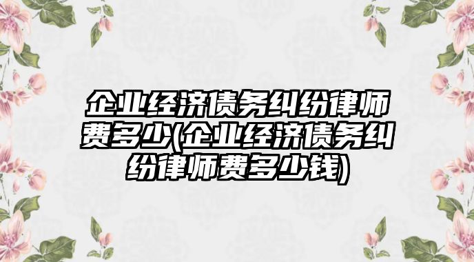 企業經濟債務糾紛律師費多少(企業經濟債務糾紛律師費多少錢)