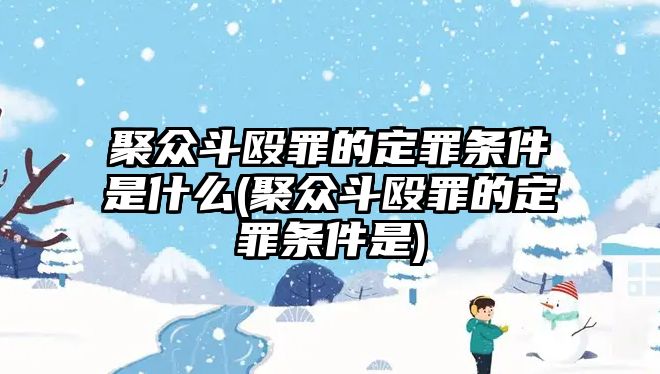 聚眾斗毆罪的定罪條件是什么(聚眾斗毆罪的定罪條件是)