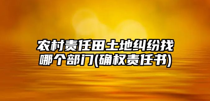 農(nóng)村責任田土地糾紛找哪個部門(確權責任書)