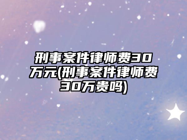 刑事案件律師費30萬元(刑事案件律師費30萬貴嗎)