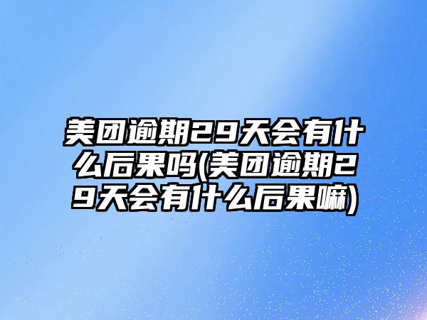 美團逾期29天會有什么后果嗎(美團逾期29天會有什么后果嘛)