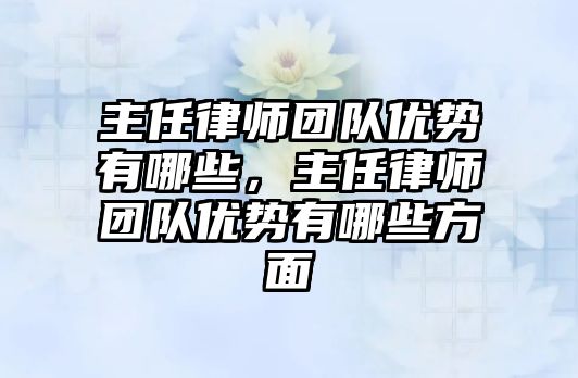 主任律師團隊優勢有哪些，主任律師團隊優勢有哪些方面