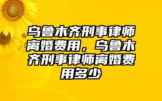 烏魯木齊刑事律師離婚費用，烏魯木齊刑事律師離婚費用多少