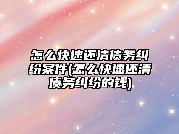 怎么快速還清債務(wù)糾紛案件(怎么快速還清債務(wù)糾紛的錢(qián))