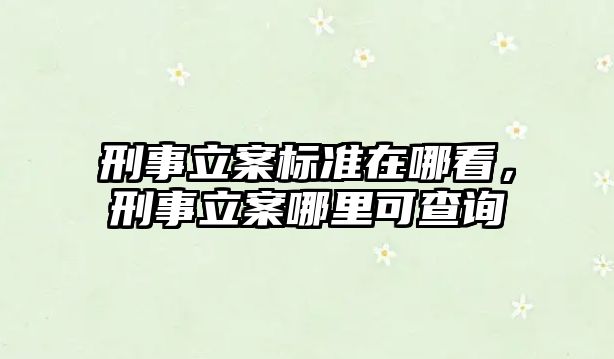 刑事立案標準在哪看，刑事立案哪里可查詢