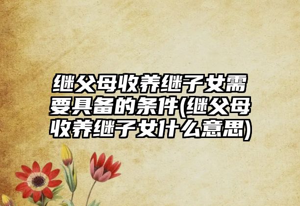 繼父母收養(yǎng)繼子女需要具備的條件(繼父母收養(yǎng)繼子女什么意思)