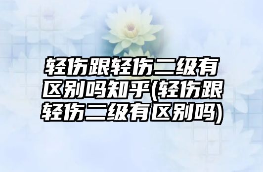 輕傷跟輕傷二級(jí)有區(qū)別嗎知乎(輕傷跟輕傷二級(jí)有區(qū)別嗎)