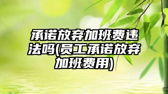 承諾放棄加班費(fèi)違法嗎(員工承諾放棄加班費(fèi)用)