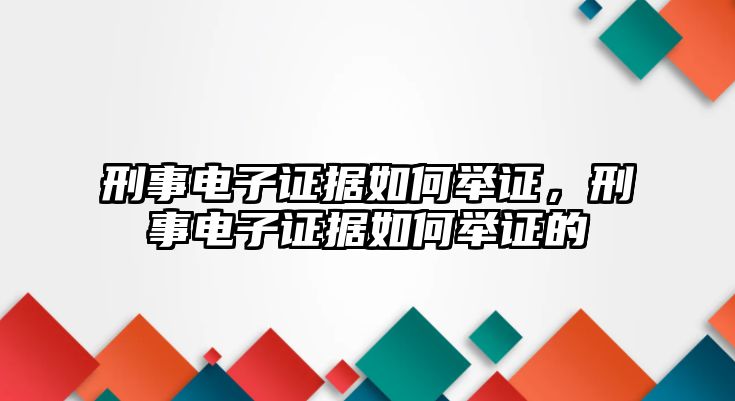 刑事電子證據如何舉證，刑事電子證據如何舉證的