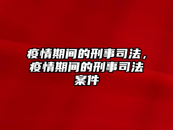 疫情期間的刑事司法，疫情期間的刑事司法案件