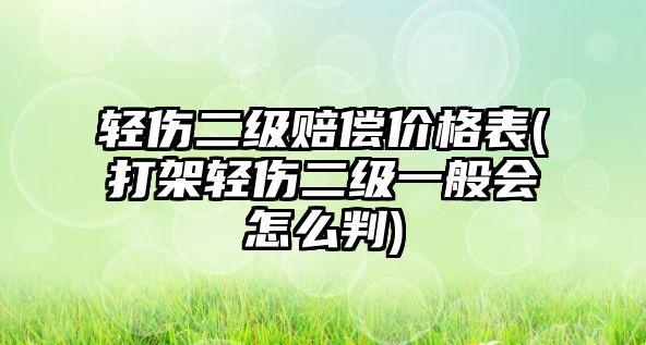 輕傷二級賠償價(jià)格表(打架輕傷二級一般會怎么判)