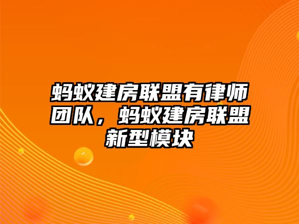 螞蟻建房聯盟有律師團隊，螞蟻建房聯盟新型模塊