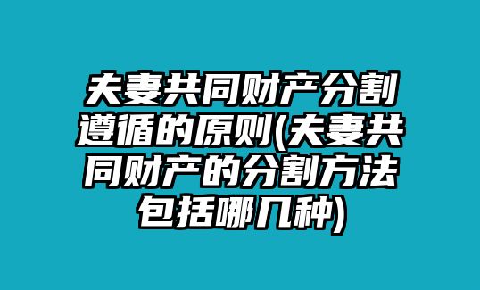 夫妻共同財產分割遵循的原則(夫妻共同財產的分割方法包括哪幾種)