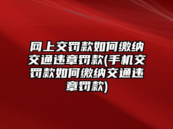 網(wǎng)上交罰款如何繳納交通違章罰款(手機(jī)交罰款如何繳納交通違章罰款)