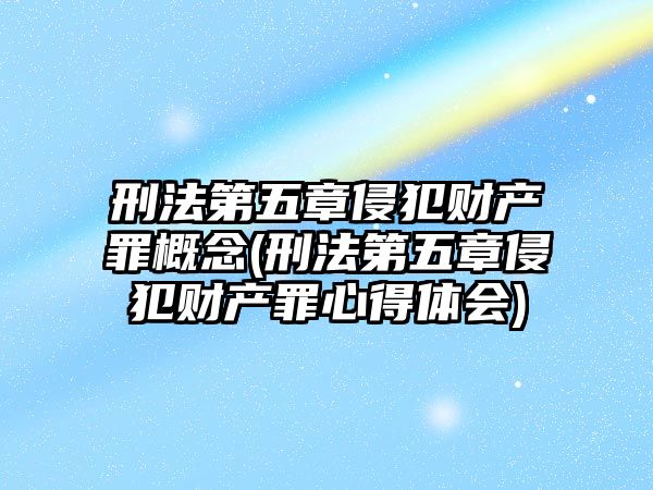 刑法第五章侵犯財產罪概念(刑法第五章侵犯財產罪心得體會)