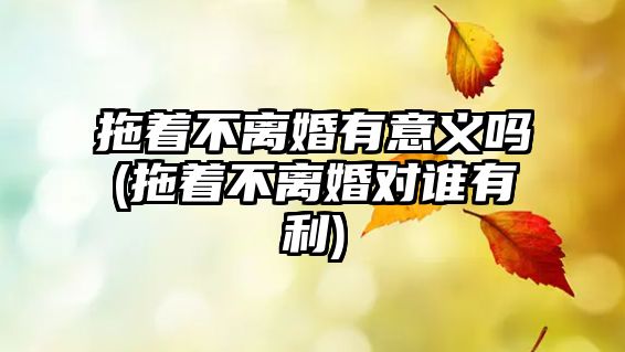 拖著不離婚有意義嗎(拖著不離婚對誰有利)