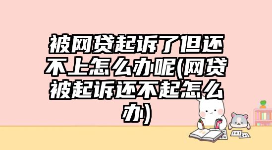 被網貸起訴了但還不上怎么辦呢(網貸被起訴還不起怎么辦)