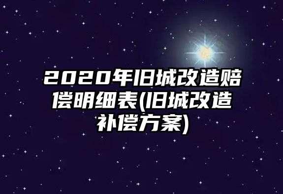 2020年舊城改造賠償明細(xì)表(舊城改造補(bǔ)償方案)