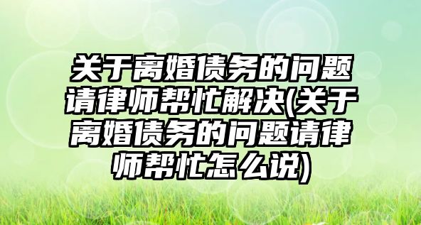 關于離婚債務的問題請律師幫忙解決(關于離婚債務的問題請律師幫忙怎么說)