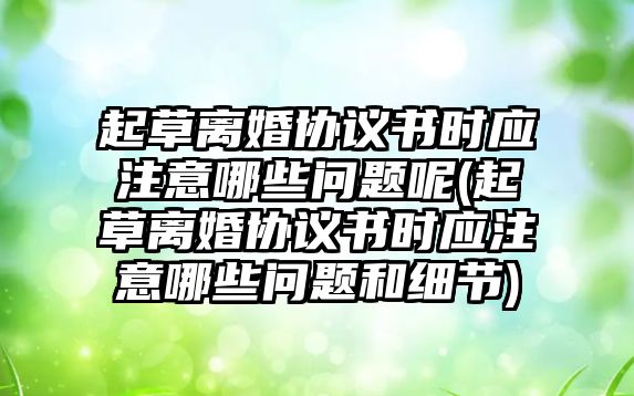 起草離婚協議書時應注意哪些問題呢(起草離婚協議書時應注意哪些問題和細節)