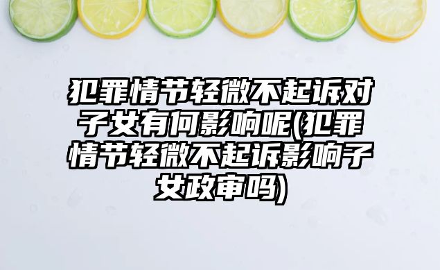 犯罪情節輕微不起訴對子女有何影響呢(犯罪情節輕微不起訴影響子女政審嗎)