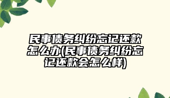 民事債務糾紛忘記還款怎么辦(民事債務糾紛忘記還款會怎么樣)