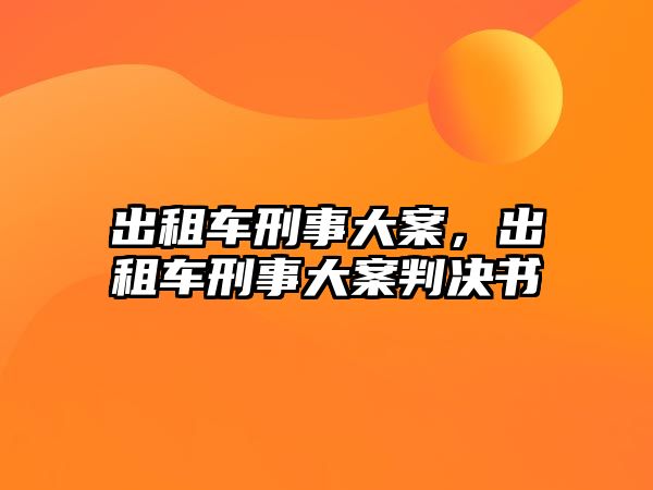 出租車刑事大案，出租車刑事大案判決書