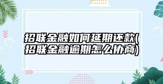 招聯金融如何延期還款(招聯金融逾期怎么協商)