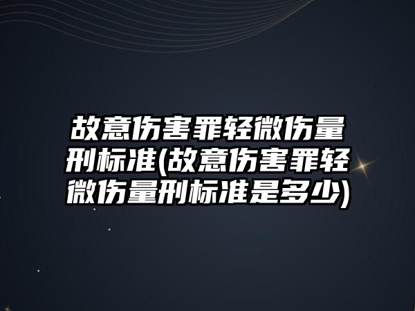 故意傷害罪輕微傷量刑標準(故意傷害罪輕微傷量刑標準是多少)