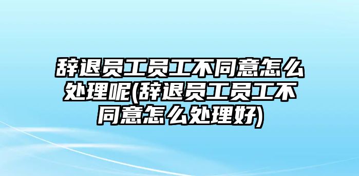 辭退員工員工不同意怎么處理呢(辭退員工員工不同意怎么處理好)