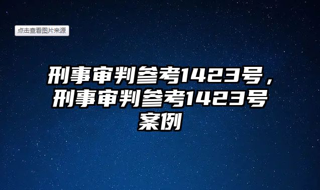 刑事審判參考1423號(hào)，刑事審判參考1423號(hào)案例