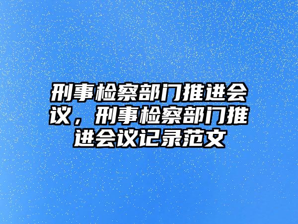 刑事檢察部門推進會議，刑事檢察部門推進會議記錄范文