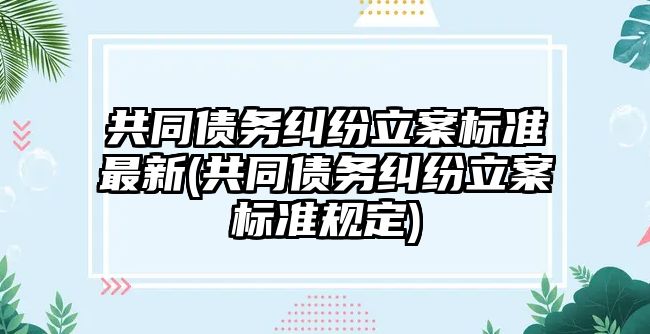 共同債務糾紛立案標準最新(共同債務糾紛立案標準規定)