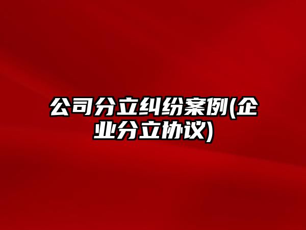 公司分立糾紛案例(企業分立協議)