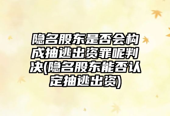 隱名股東是否會構成抽逃出資罪呢判決(隱名股東能否認定抽逃出資)