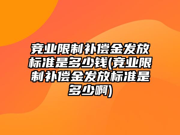 競業限制補償金發放標準是多少錢(競業限制補償金發放標準是多少啊)