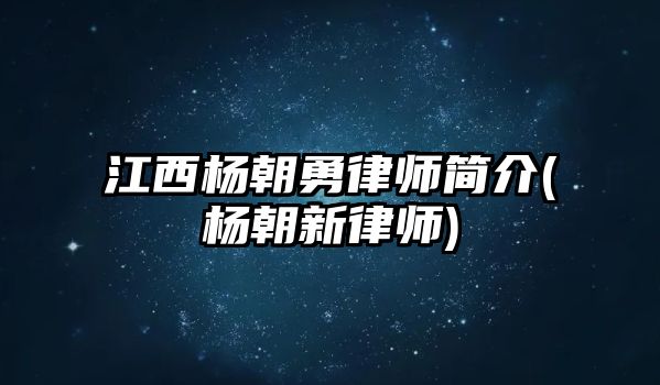 江西楊朝勇律師簡介(楊朝新律師)