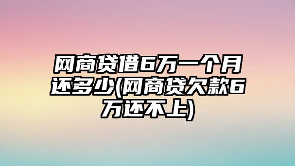 網(wǎng)商貸借6萬一個(gè)月還多少(網(wǎng)商貸欠款6萬還不上)