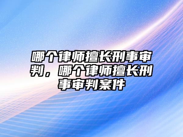 哪個律師擅長刑事審判，哪個律師擅長刑事審判案件