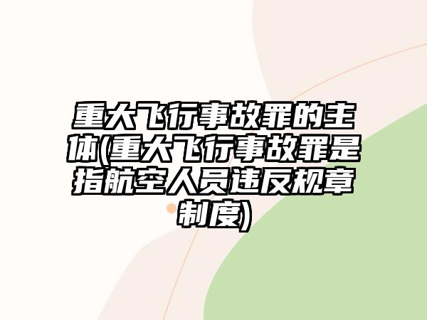 重大飛行事故罪的主體(重大飛行事故罪是指航空人員違反規(guī)章制度)