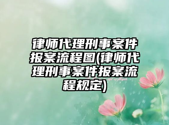 律師代理刑事案件報(bào)案流程圖(律師代理刑事案件報(bào)案流程規(guī)定)